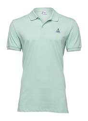 BiggDesign Anemoss Sailboat Short Sleeve Polo Collar T-Shirt for Men, Large, Light