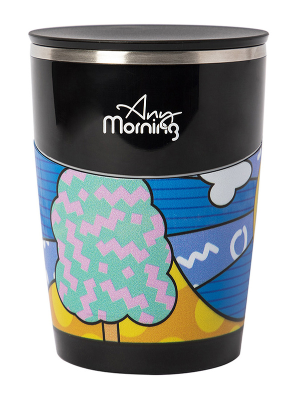 Any Morning 470 ml Suction Coffee Mug, Black/Blue/Yellow