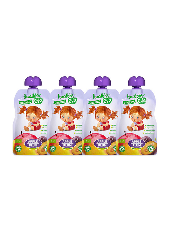

Healthy Eva Apple and Plum Organic Fruit Puree Juice, 4 x 90g