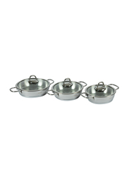 Hisar 6-Piece Teos Stainless Steel Round Egg Pans Cookware Set, Silver
