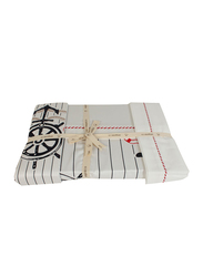 Ecocotton 100% Organic Rope Double Duvet Set, 1 Bed Linen + 1 Bed Sheets + 2 Pillow Case + 2 Oxford Pillow Case, White