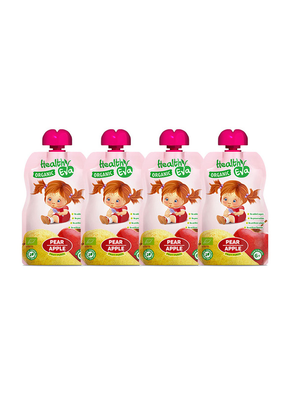 

Healthy Eva Pear and Apple Organic Fruit Puree, 4 x 90g