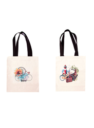 Biggdesign Nature Canvas Tote Bag for Women, 2 Pieces, Off White