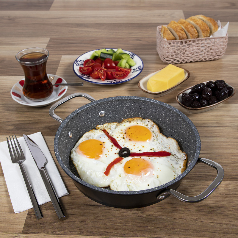 Serenk 20cm Excellence Granite Round Omelette Pan, Grey