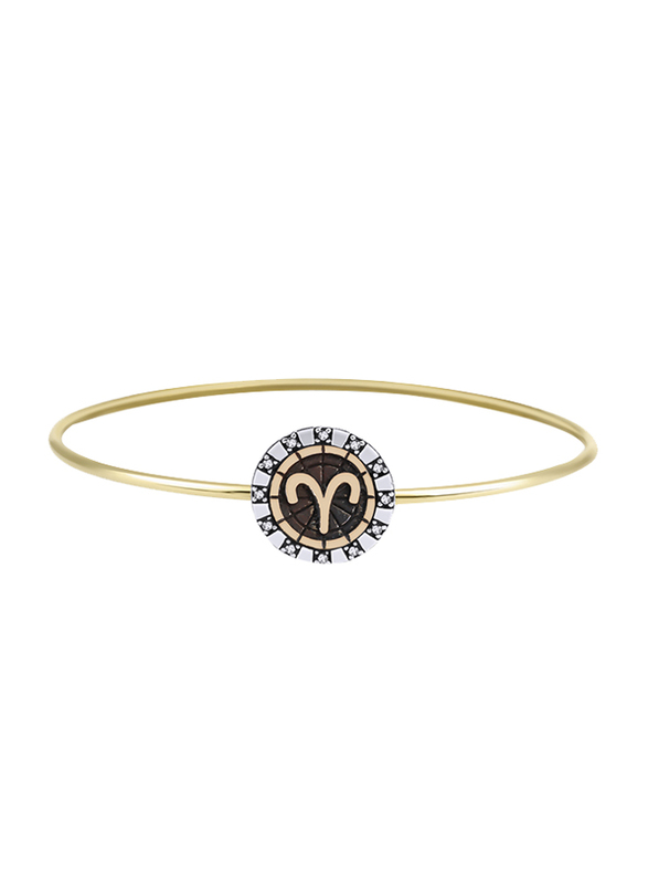BiggDesign Aries Sterling Silver Bangle Bracelet with Cubic Zirconia for Women, Gold