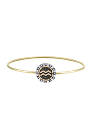 BiggDesign Aquarius Sterling Silver Bangle Bracelet with Cubic Zirconia for Women, Gold