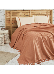 Ecocotton 4-Piece Balera Double Pique Set, 1 Pique + 1 Bed Sheet + 2 Pillow Cases, Brown
