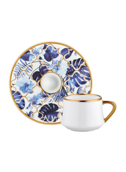 Koleksiyon 12-Piece Sufi Coffee Cup and Saucer Set, Blue/White/Gold