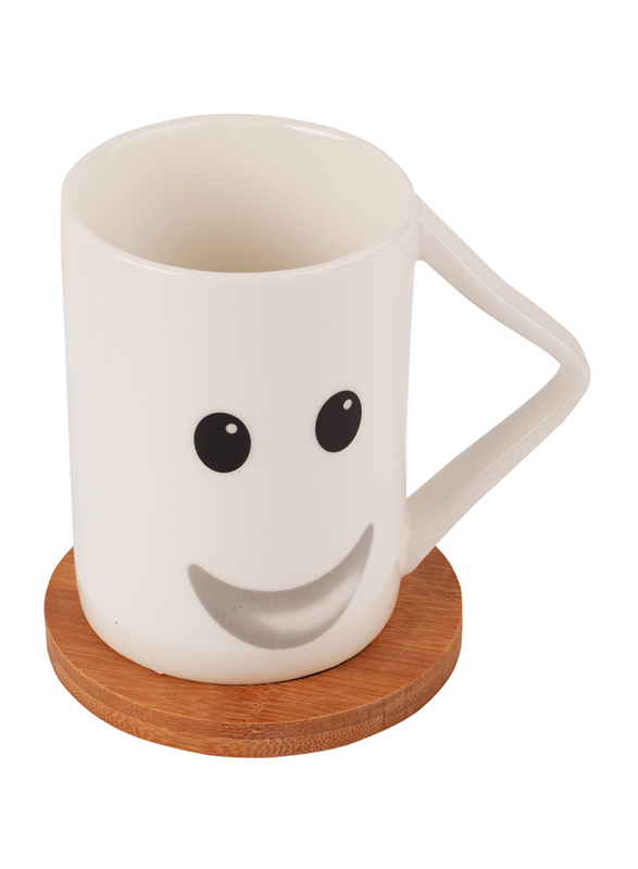 Boomug 200ml Smiley Face Mug Set, White/Beige