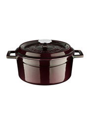 Lava 24cm Premium Cast Iron Deep Round Dutch Oven with Dual Handle, Brown