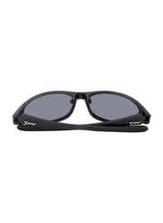 Xoomvision Full-Rim Oval Black Sunglasses for Men, Black Lens, 067094