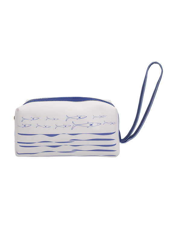 

Biggdesign Fishers Makeup Bag, White/Blue