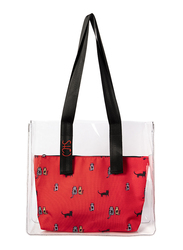 BiggDesign Cats Transparent Shopping Tote Bag for Women, Red