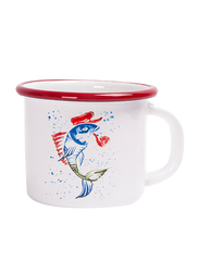 Biggdesign 200ml Anemoss Fish Enamel Mug, White/Red/Blue