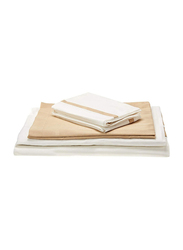 Ecocotton 6-Piece Basic Mink Eco King Duvet Cover Set, 1 Duvet Cover + 1 Bed Sheet + 2 Pillow Cases + 2 Oxford Pillow Cases, White/Beige