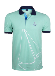Anemoss Marine Half Sleeve Polo T-Shirt for Men, Small, Mint Green