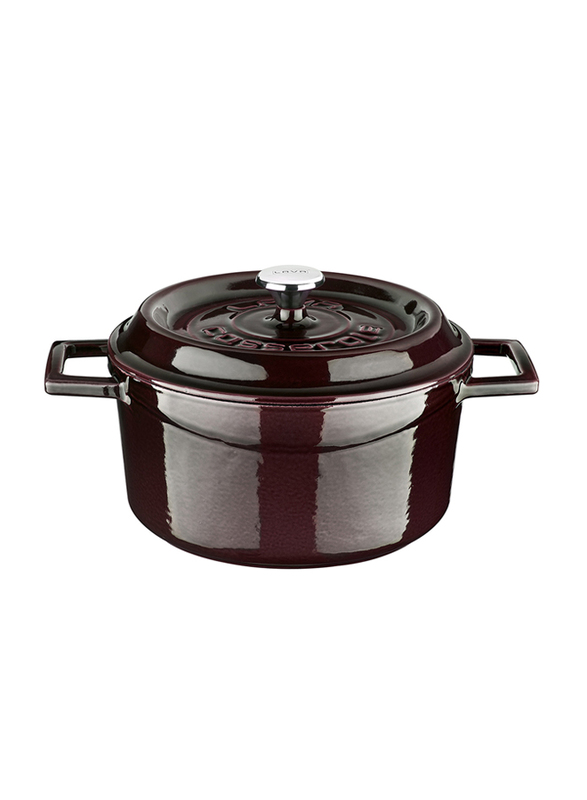 

Lava 20cm Premium Cast Iron Deep Round Dutch Oven with Dual Handle, Brown