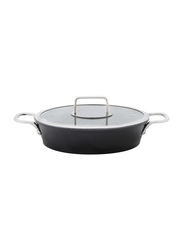 Serenk 22cm Excellence Granite Round Egg Pan with Glass Lid, Black/Silver