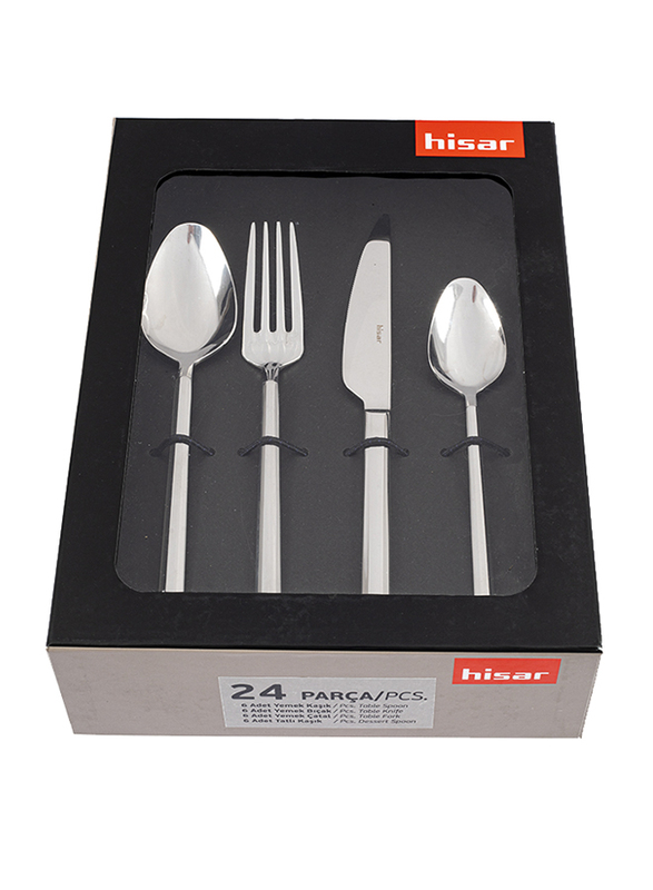 

Hisar 24-Piece Fethiye Silverware Cutlery Set, Silver