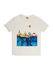 BiggDesign Mr. Allright Print Short Sleeve Crew Neck T-Shirt for Men, Medium, White