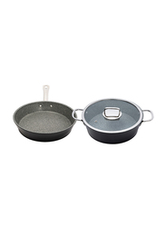 Serenk 3-Piece Excellence Granite Round Cookware Set, Black