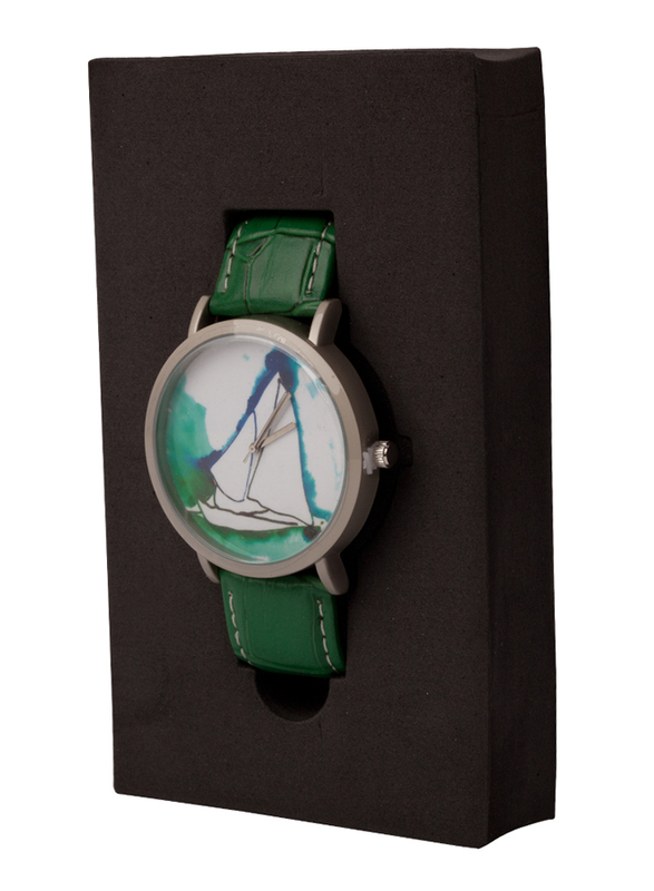 BiggDesign Anemoss Yelken Design Analog Watch for Men with Leather Band, Water Resistant, Blue-White