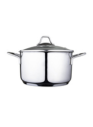 Serenk 20cm Modernist Stainless Steel Round Stock Pot, Silver