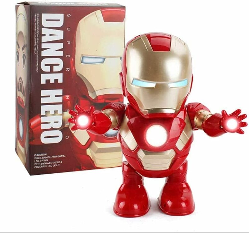 

Toy Land Dancing Hero The Man with LED Helmet Dancing Robot Toy with Light and Music, Ages 3+, Red