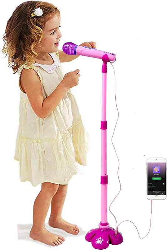 

Toy Land Adjustable Karaoke Microphone Toy with Light, Ages 3+, Pink