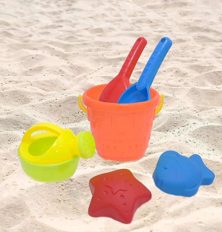 

Toy Land Outdoor Sand and Beach Bucket and Shovel Toys, 6 Pieces, Ages 3+, Red