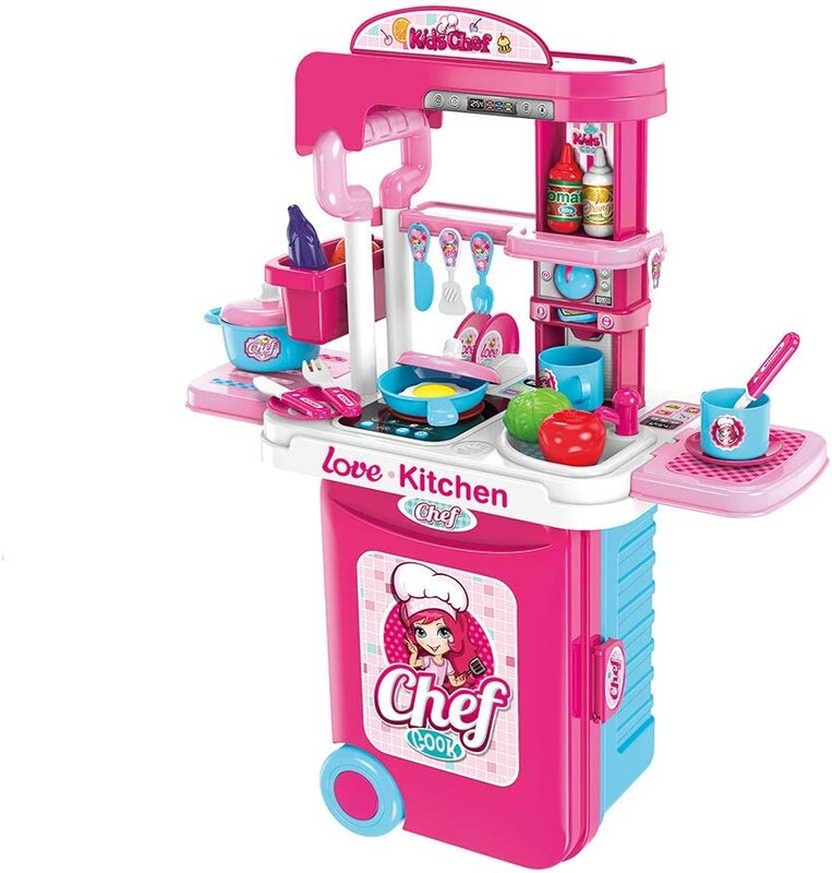 

Toy Land 3-in-1 Kitchen Play Set, 25 Pieces, Pink