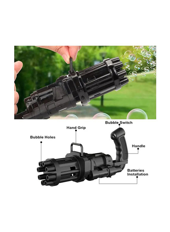 

Xiuwoo 8-Hole Gatling Bubble Gun, Ages 2+, Black