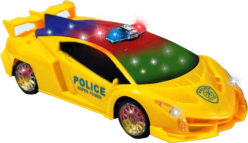 

Toy Land Bump and Go Action Police Car with 5D Light and Music, Ages 3+, Yellow