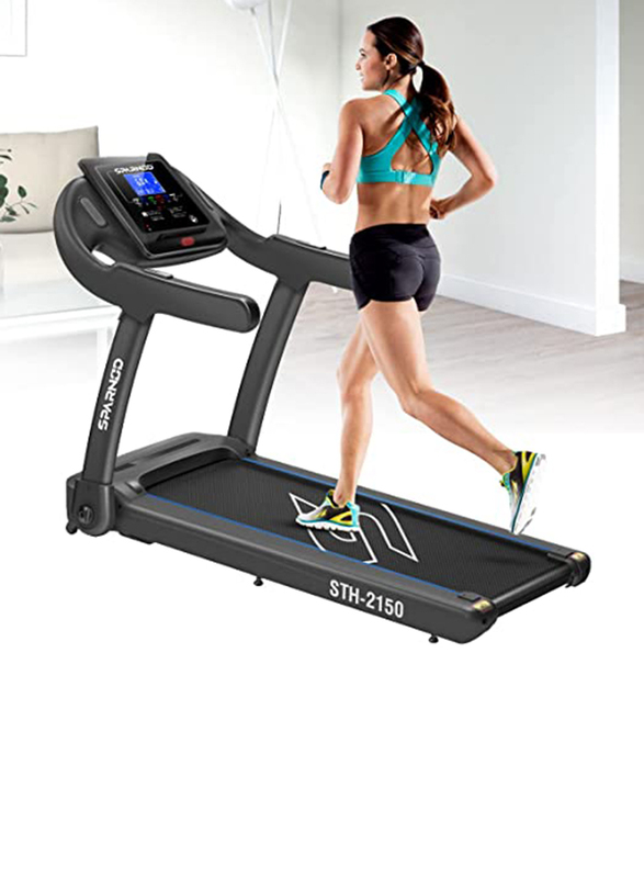 Sparnod Fitness STH-2150 4-HP Peak Treadmill for Home Use, Black