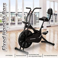 Sparnod Fitness Fixed Handle Exercise Air Bike Cycle, Black