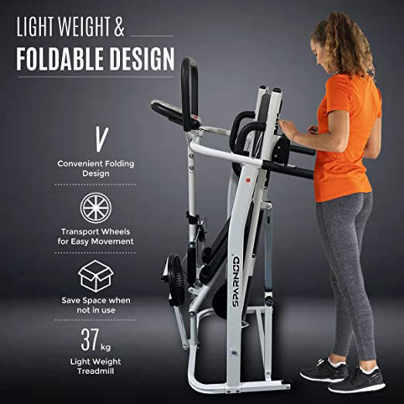 Sparnod Fitness STH-600 Manual 4 in 1 Multifunction Treadmill Running Machine for Home Gym, Black/Silver