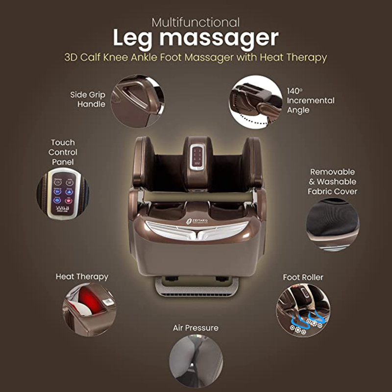 Zeitaku Lefuul Massager for Leg, Foot, Knee, Calf, Joints & Muscle Pain Relief with Airbags, Kneading, Rollers Vibration, Shiatsu Therapy & 17 Different Massage Combinations, Brown