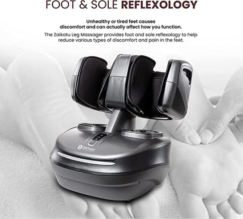 Zeitaku Lecafu 2-in-1 Detachable Foot Massager with Heat Massage, Vibration & Shiatsu Therapy for Feet, Calf, Arms, Legs, Knees & Shins, Black