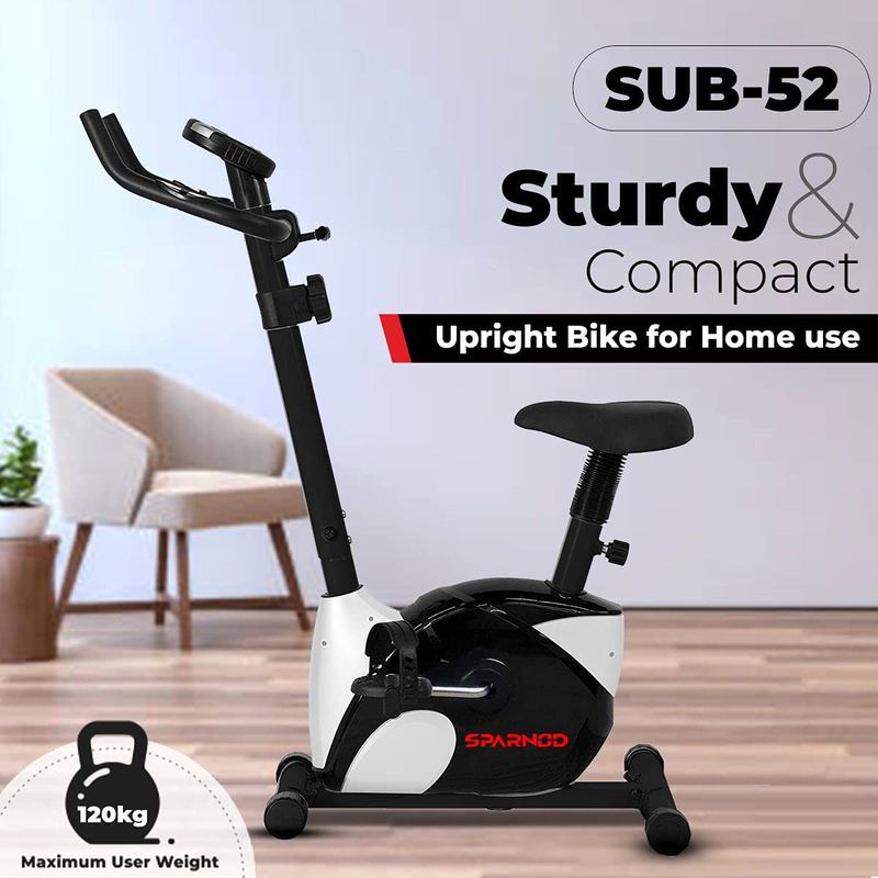 Sparnod Fitness Upright Bike Exercise Cycle, SUB-52, White/Black