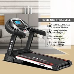 Sparnod Fitness Multi Function 4.5 HP Peak Automatic Foldable Motorized Running Indoor Treadmill, STH-4100, Black