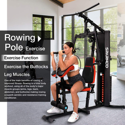 Sparnod Fitness Multifunctional Luxury Home Gym Station, SHG-10000, Black/Red