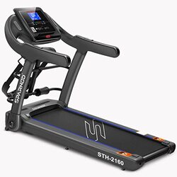 SPARNOD FITNESS STH-2160 4-HP Peak Multifunctional Treadmill for Home Use, Space Saving 90° Foldable, 4-HP Peak, 100-kg Max User Weight, 1-14 km/hr Speed