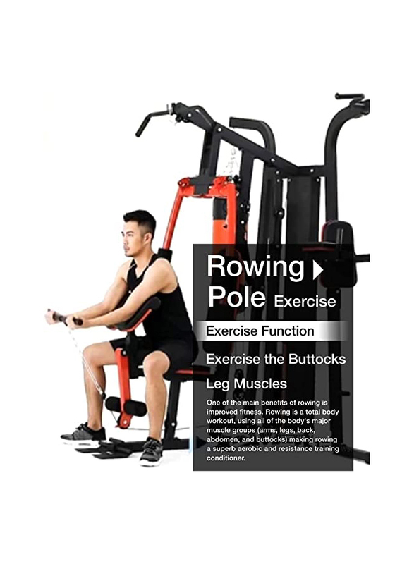 Sparnod Fitness SMG-15000 Multifunctional Luxury Home Gym Station, Red/Black