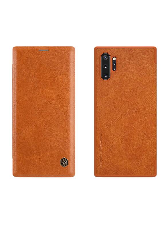 

Nillkin Samsung Galaxy Note 10 Plus Leather Mobile Phone Flip Case Cover, Brown
