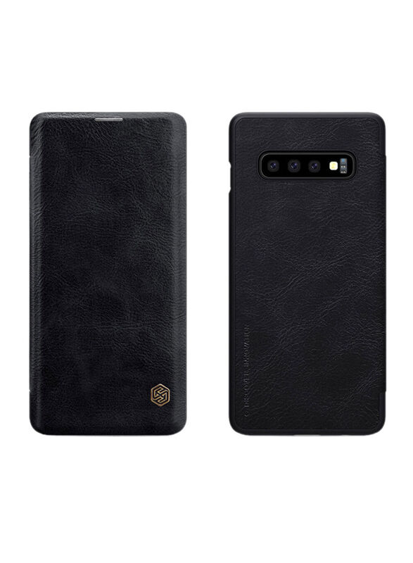 

Nillkin Samsung Galaxy S10 Plus Leather Mobile Phone Flip Case Cover, Black