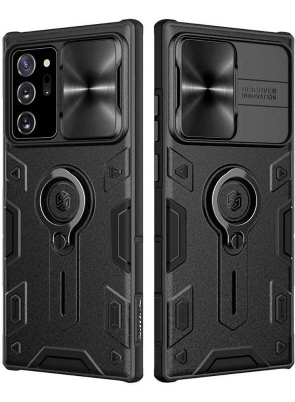 

Nillkin Cam Shield Armor Soft TPU Shock Proof Protective Mobile Phone Case Cover with Metal Ring Holder for Samsung Note 20 Ultra, Black