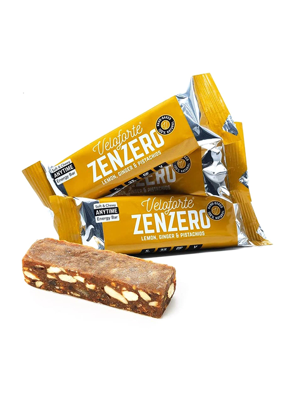 Veloforte Zenzero All-Natural Vegan Energy Bar, 9 Bars, Ginger & Lemon