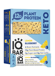 IQ Bar Brain and Body Keto Protein Bars, 12 Bars, Lemon Blueberry