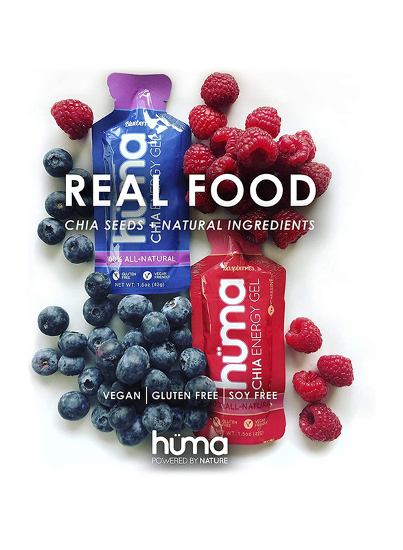 Huma Chia Energy Gel, 24 x 43g, Blueberries