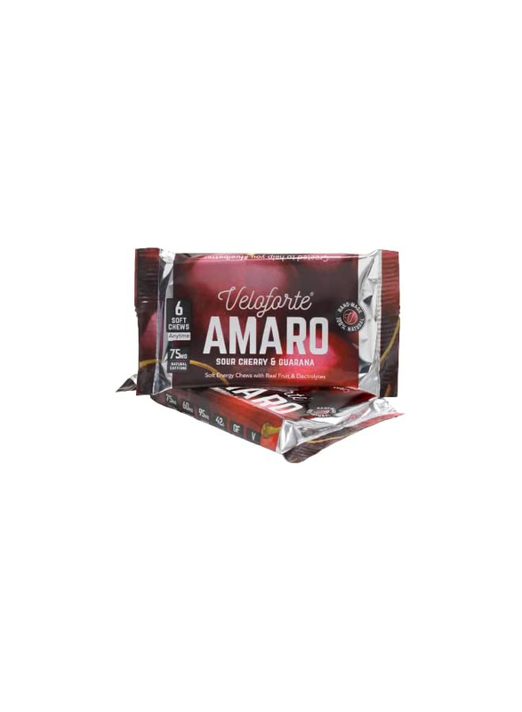 Veloforte Amaro Natural Energy Chews, 9 Packs, Sour Cherry & Guarana